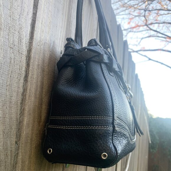 COACH HAMPTON COLLECTION Black Pebbled Leather Shoulder Bag - Picture 3 of 15